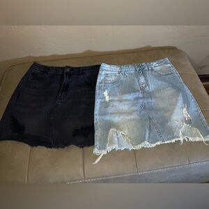 Wild Fable Black AND H & M Light Blue Distressed Denim Skirts Size Medium